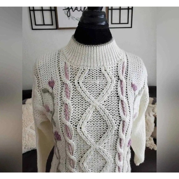 Kimberly Hope NWT Vintage 90's Boho Chic Floral Embroidered Sweater Size M - Picture 3 of 12